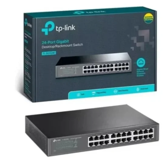 Switch De 24 Portas GIGABIT TP-LINK De Mesa Ou Montvel Em Rack - TL-SG1024D