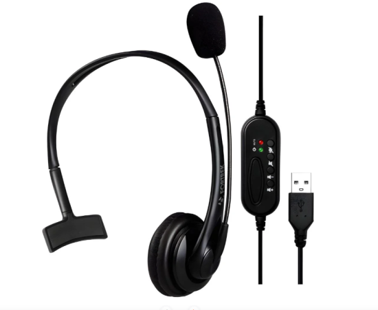 Headset Office Fortrek Fk731a, USB, Preto