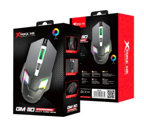 Mouse Gamer Optico Xtrike-ME GM-110 com Fio USB RGB 3600dpi