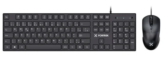 Kit Teclado e Mouse Fortrek C13, 1200 DPI, ABNT2, USB, Preto, 84936