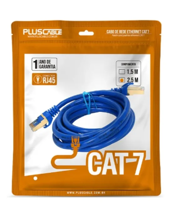 Patch Cord Cat7 2,5m Azul PlusCable