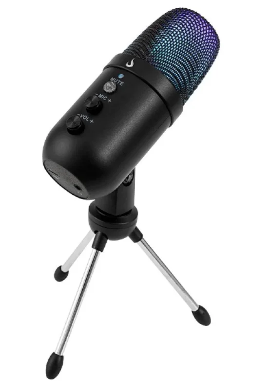 Microfone Gamer De Mesa Rise Mode Elite 01, RGB, P3 e USB-C, Preto - RM-ME-01-B