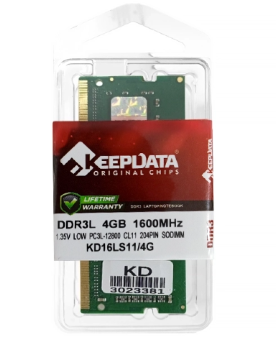 Mem�ria Para Notebook Keepdata, 4GB, 1600MHz, DDR3L - KD16LS11/4G