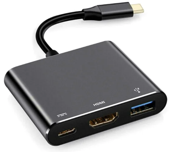 Adaptador 3 Em 1 Type-c Macho P/ Usb 3.0 / Hdmi E Type-c Fmea - Hc-03