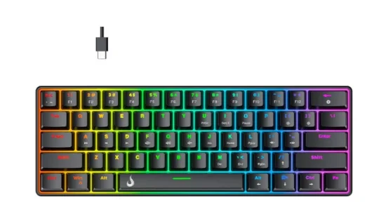 Teclado Mecnico Gamer Rise Mode GM1 Black, RGB, Switch Outemu Blue - RM-TCM-GM1-BBLUE