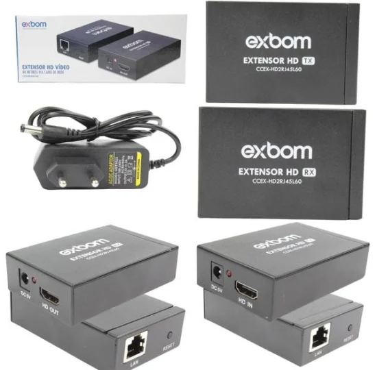 Extensor Hdmi Cat5 Cat6 Hdmi Bivolt 60 Metros De Alcance 1080P CCEX-HD2RJ45L60 EXBOM