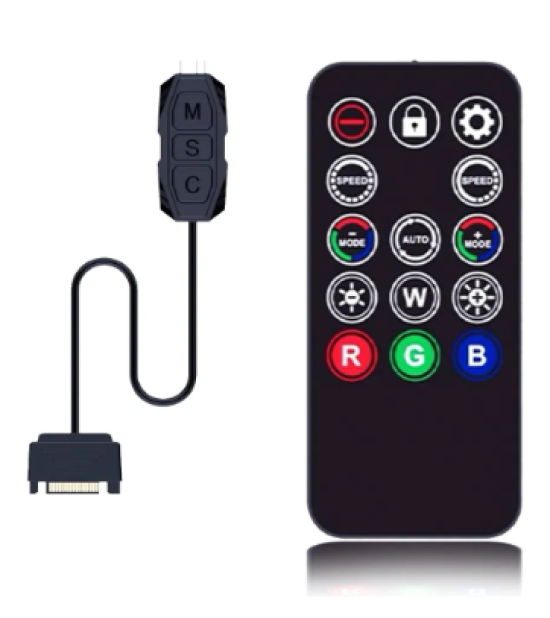 Controladora Fan Argb Cooler Com Controle Aura 3 Pin Sata