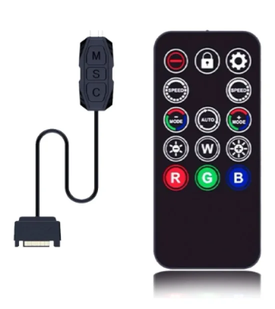 Controladora Fan Argb Cooler Com Controle Aura 3 Pin Sata