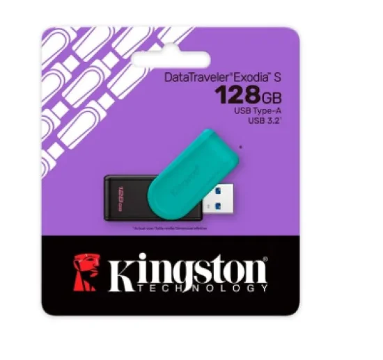 Pen Drive Kingston DataTraveler Exodia S, 128GB, USB 3.2, Gen 1, Turquesa - DTXS/128GB