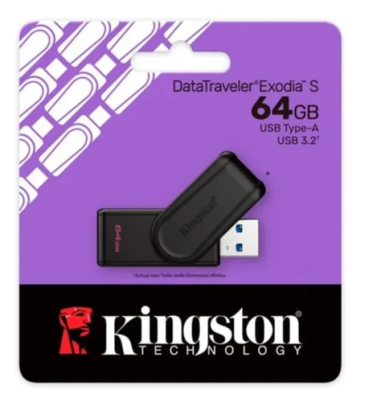 Pen Drive Kingston Datatraveler Exodia S Preto 64gb Usb 3.2 - Dtxs/64gb
