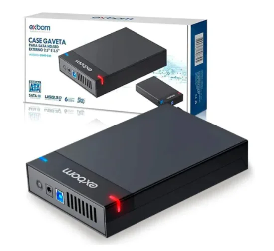 Case para HD 3.5 Polegadas USB 3.0 Sata HD Externo Exbom - CGHD-G35