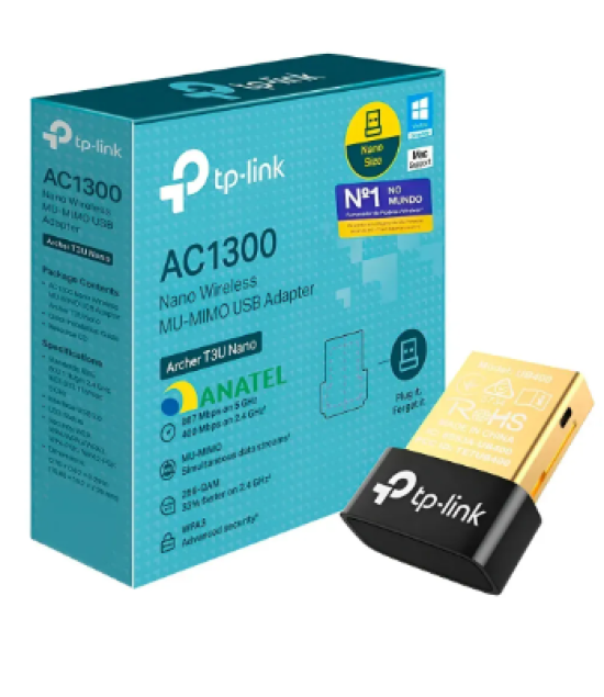 Adaptador Wireless TP-Link Archer T3U Nano Wireless MU-MIMO AC1300 - TPN0318