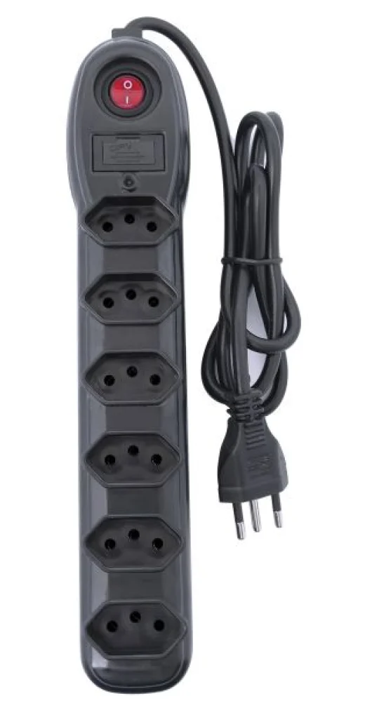 Filtro De Linha 6 Tomadas Pp 0,75 1M Bivolt Preto Megatron