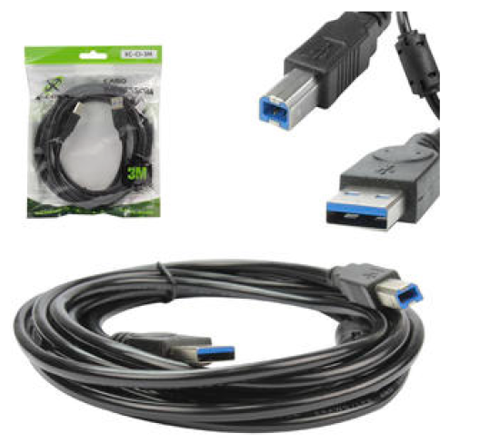Cabo USB Para Impressora 2.0 3 Metros Com Filtro X-CELL XC-CI-3M