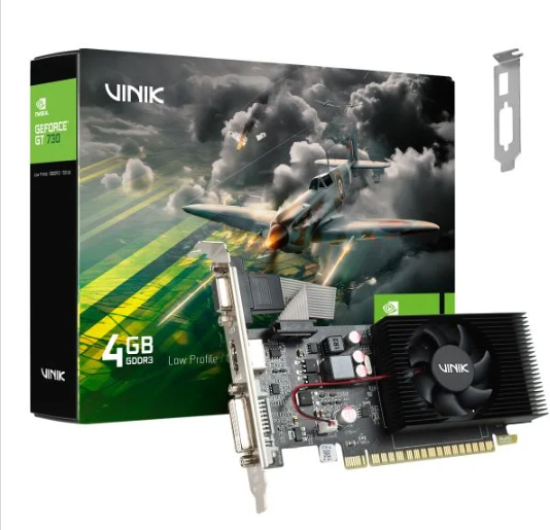 Placa De Video Geforce Gt 730 4Gb Ddr3 128 Bits Vinik Low Profile Gpuk7304Gblp0H2