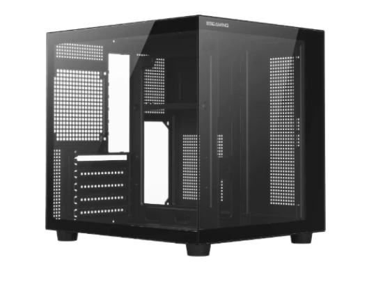 Gabinete Gamer Esgaming EBOX, Mid Tower, M-ATX, Frontal e Lateral em Vidro Temperado, Sem Fans, Preto - 8001