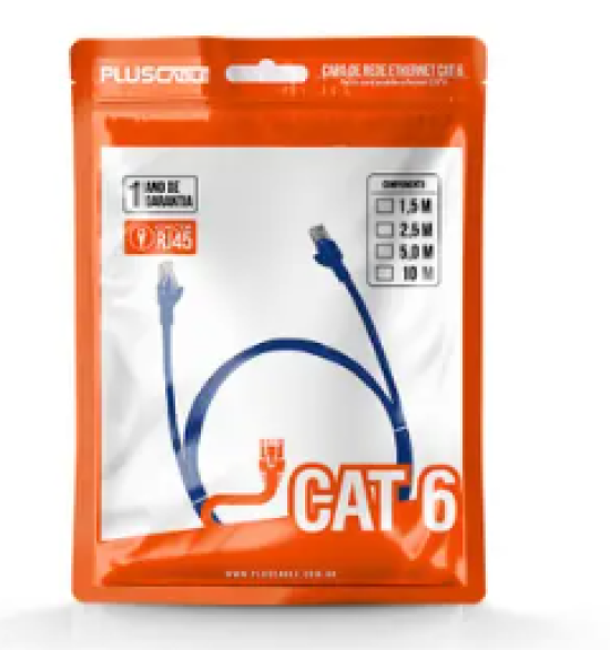 Cabo de Rede Cat.6 2.5M PC-ETH6U25BL Patch Cord PlusCable Azul