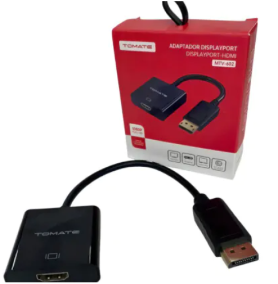 Cabo Conversor DisplayPort HDMI Tomate Preto 15cm FullHD