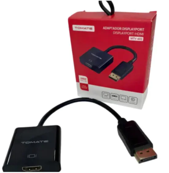 Cabo Conversor DisplayPort HDMI Tomate Preto 15cm FullHD