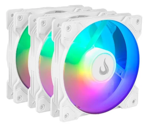 Kit com 3 Ventoinhas Rise Mode X, 120mm, Led ARGB, Branco - RM-XLD-02-ARGB