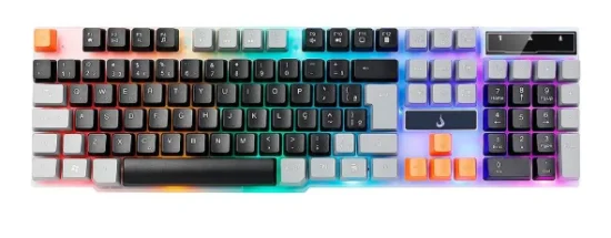 Teclado Semi-Mec�nico Gamer Rise Mode G1, Rainbow, USB, Preto e Cinza - RM-TG-01-BG
