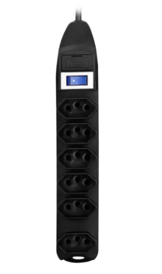 Filtro de Linha Com 6 Tomadas 1M PST101 Preto Fortrek