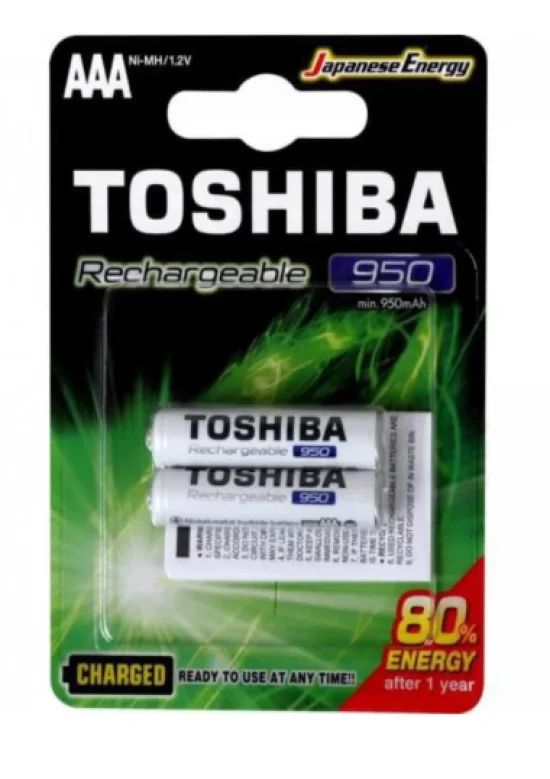 Pilha Recarreg�vel AAA 1,2V 950mAh TNH3GAE TOSHIBA (Cartela com 2 unid.