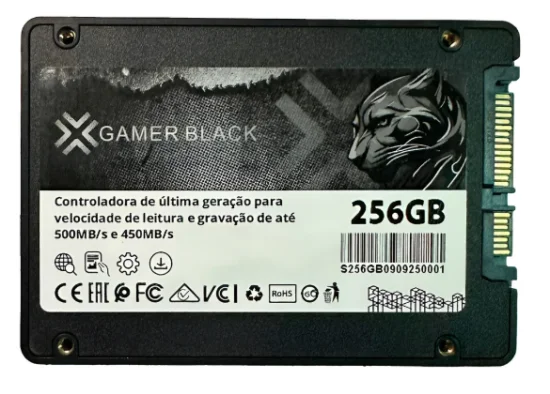 SSD 256gb Gamer Black Sata 3 Slim 6gb/s