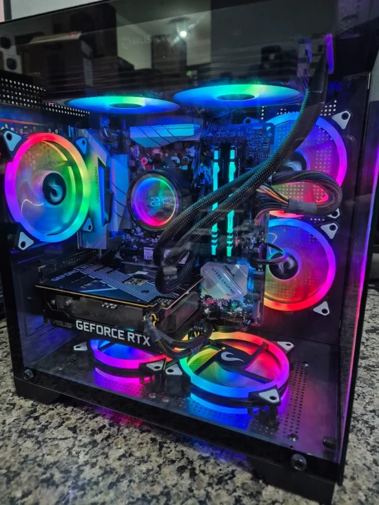 Computador Usado Ryzen 7 7500x 3.4ghz, Placa M�e Asrock B450M Steel Legend, 16GB DDR4 3200Mhz RGB, Nvme 1TB, RTX 3050 8GB, Fonte 500W Real, Water cooler RGB e Fans RGB