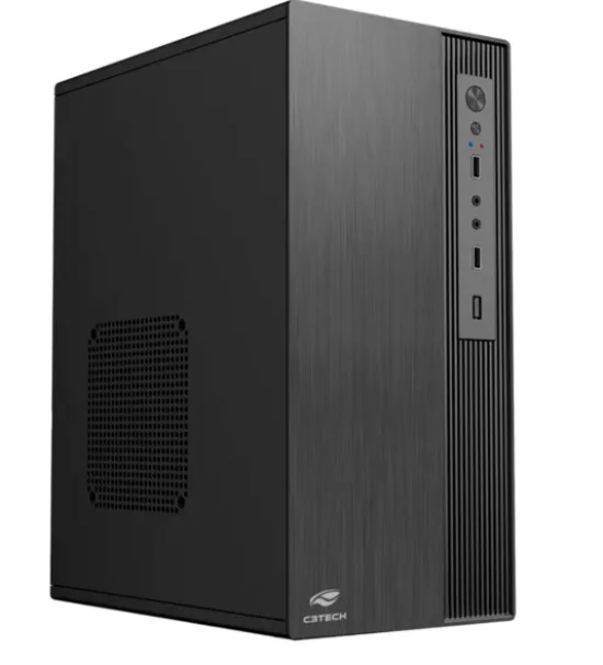 Gabinete Office C3tech Mt-37bk, C/ Fonte 200w Bivolt, Cabo De Energia, Usb, �udio E Microfone Frontal, Micro Atx - Preto