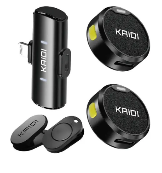 Microfone Sem Fio Lapela KAIDI KMF4-A Im� Duplo Anti Ru�do para Iphone 11 12 13 14