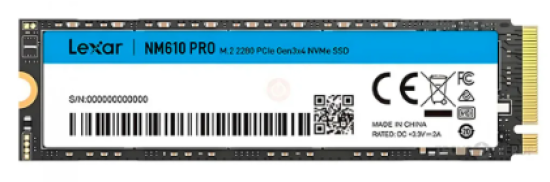 SSD Lexar Nm610 Pro 500gb, M.2 2280, PCie Gen3 X4, Nvme 1.4, Leitura At� 3300 Mb/s - Lnmn610p500g-rnnn