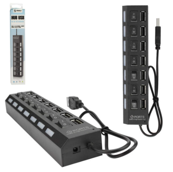 Hub USB 2.0 Com 7 Portas Liga E Desliga  SHINKA HUB-7P