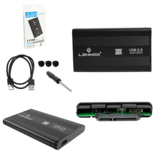 Case 2.5 HDD Sata USB 2.0 Para Computador E Notebook Preto LEY-33 LEHMOX