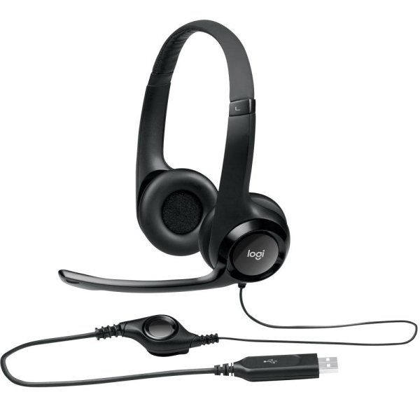 Headset Logitech H390 �udio Digital em Couro USB Preto - 981-000014