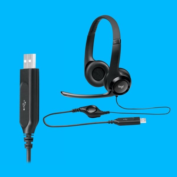 Headset Logitech H390 �udio Digital em Couro USB Preto - 981-000014