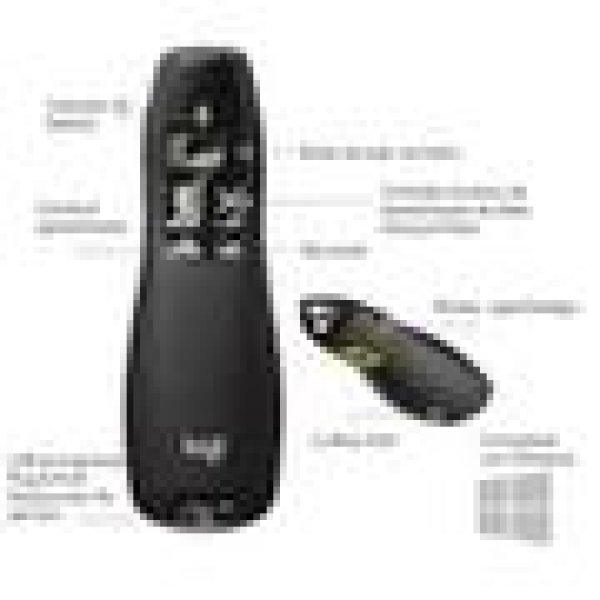 Apresentador sem fio Logitech R400 com Laser Pointer Vermelho, Conex�o USB e Pilha Inclusa - 910-001354