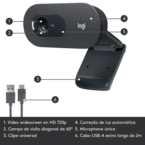 Webcam Logitech C505E, Com Microfone, HD 720p, 960-001372
