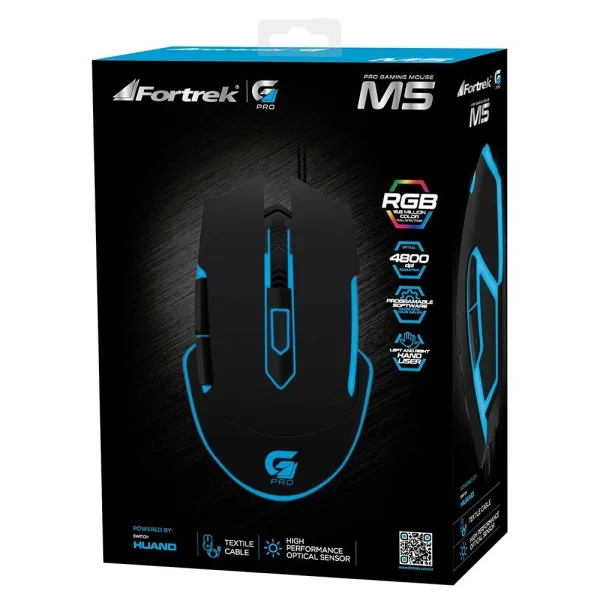 Mouse Gamer Fortrek 4800DPI, RGB, M5 - 64385