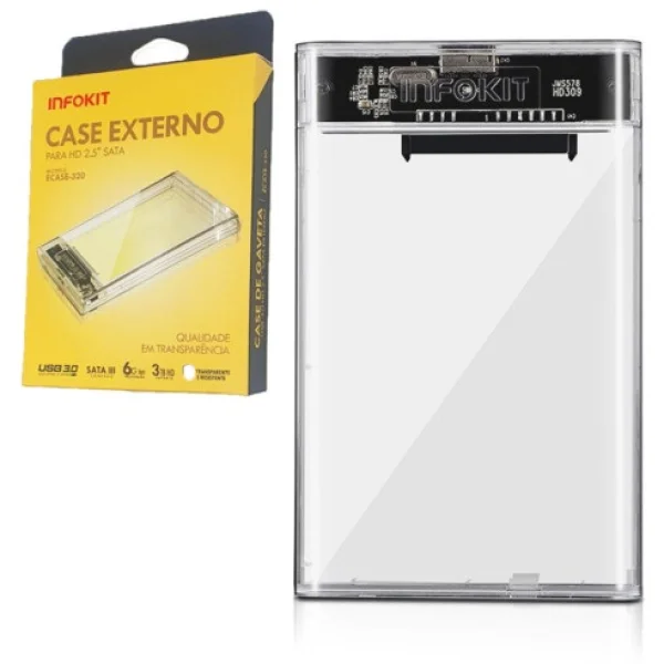 Case Transparente para HD e SSD Sata 2.5