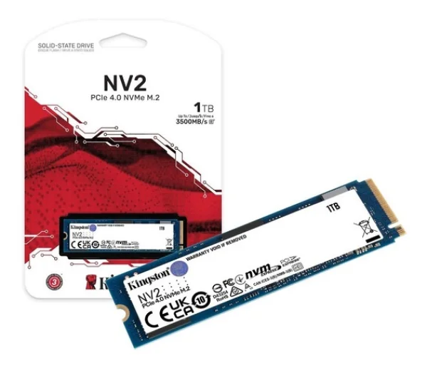 SSD 1 TB Kingston NV2, M.2 2280 PCIe, NVMe, Leitura: 3500 MB/s e Gravao: 2100 MB/s - SNV2S/1000G