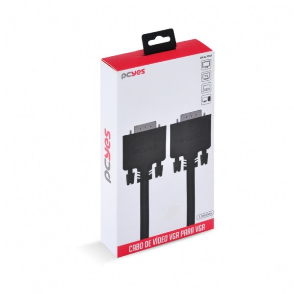 Cabo de Video VGA 15 Pinos Macho Para VGA 15 PINOS Macho 28AWG Puro Cobre 3 Metros - PVM15-3