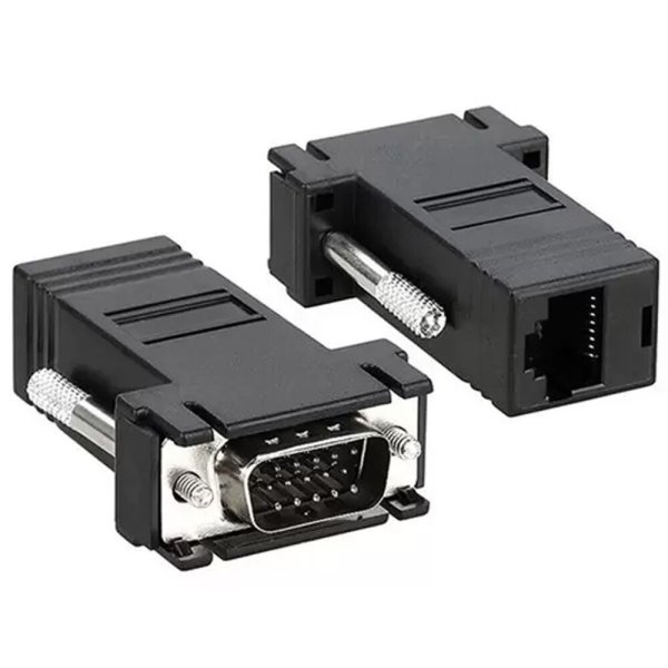 Par Extensores de Cabo VGA via RJ45 at� 30 Metros - VGA MACHO X RJ45 F�mea - KA-1121
