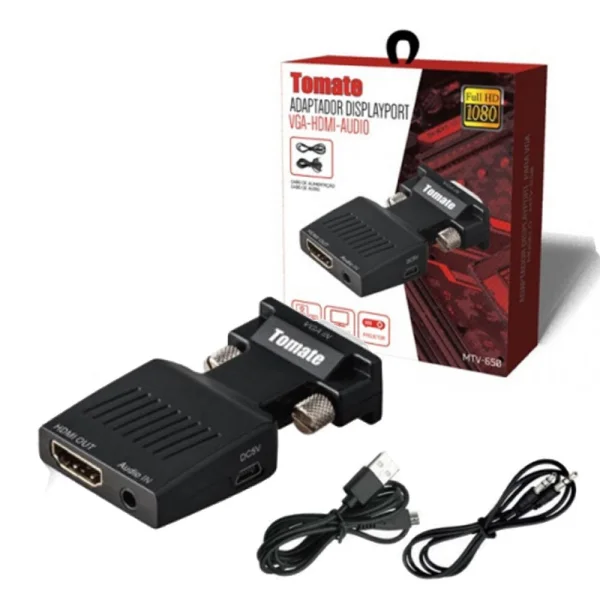 Conversor VGA para HDMI 1080p com udio P2 Tomate - MTV-650