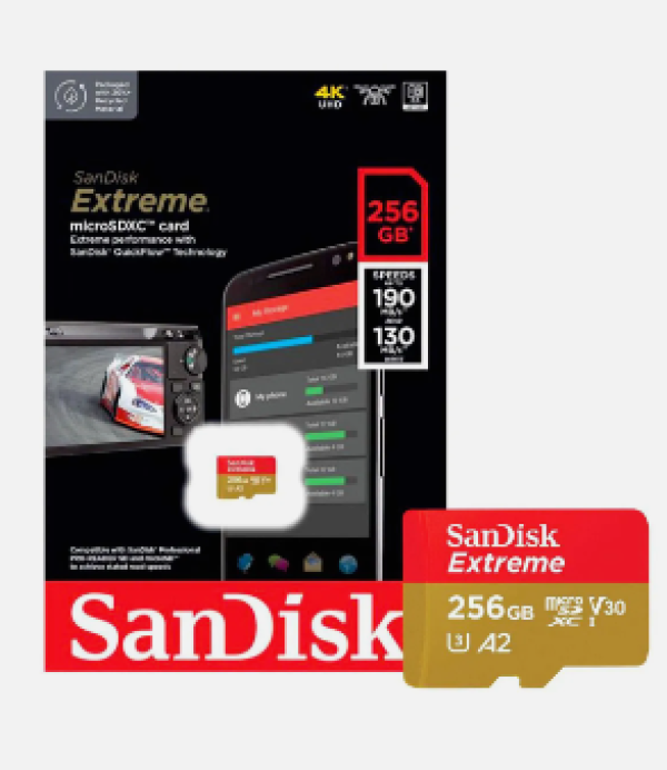Cart�o de Mem�ria Micro SD Sandisk Extreme 256GB - (SDSQXAV-256G-GN6MA)