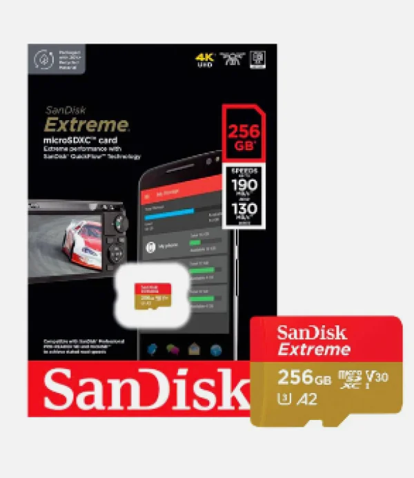 Carto de Memria Micro SD Sandisk Extreme 256GB - (SDSQXAV-256G-GN6MA)