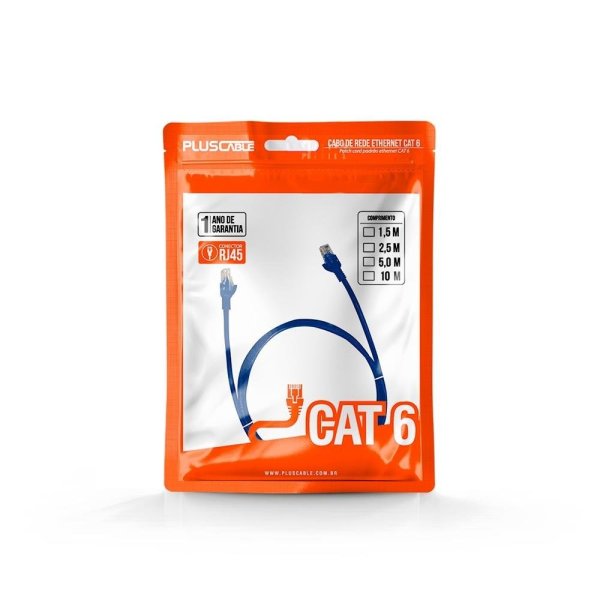 Cabo de Rede Patch Cord CAT.6 Plus Cable,10m, Azul - PC-ETH6U100BL
