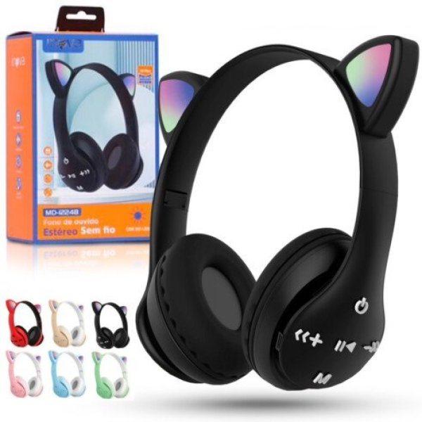 Headphone Bluetooth sem Fio Orelha de Gatinho INOVA - MD-12248