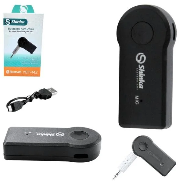 Receptor Bluetooth Para Carro Com Sada P2 Auxiliar para Veiculo YET-M2 SHINKA
