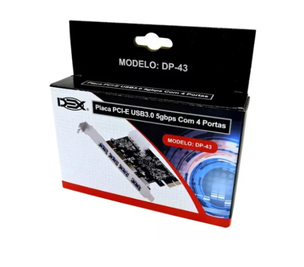 Placa Controladora Pci Express 1x Pci-e Com 4 Portas Usb 3.0 Dp-43